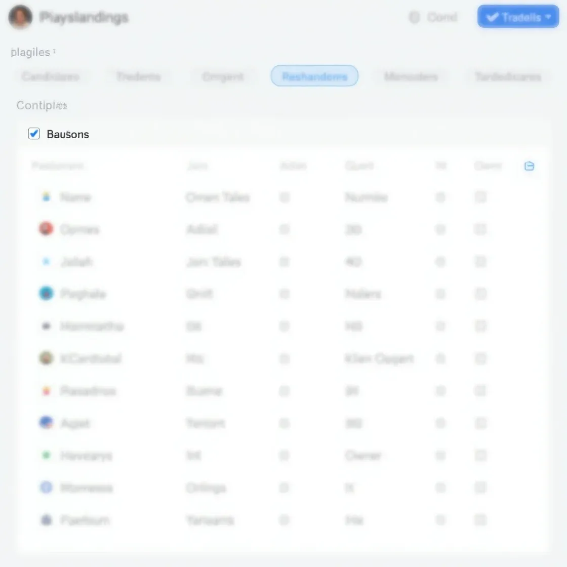 Highly realistic CRM interface showing a “Baskets” tab with a list of basket names, record counts, and checkboxes to manage candidate assignments.