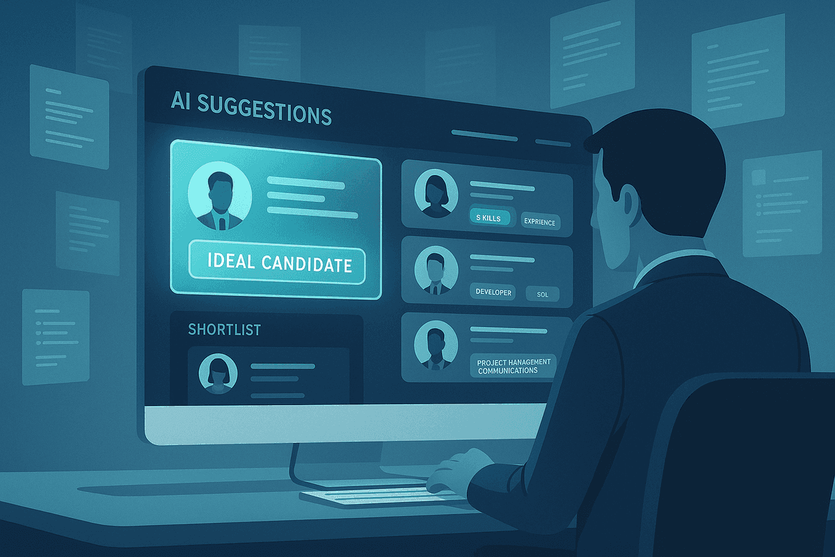 Recruiter using AI-powered candidate matching tools inside Chameleon-i