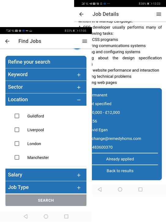 Job Search & Example Job details